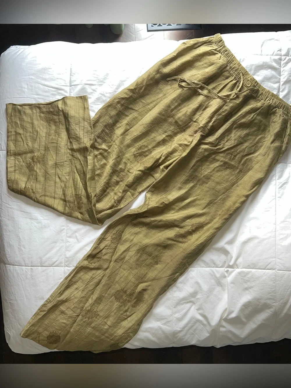 Zara Jacquard Floral Wide Leg Linen Pants